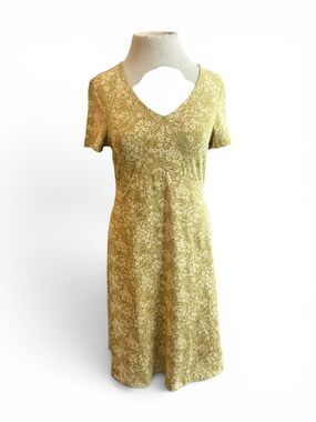 Pact Yellow Floral V‑Neck Midi Dress Organic Cotton perfect Summer Dress S
